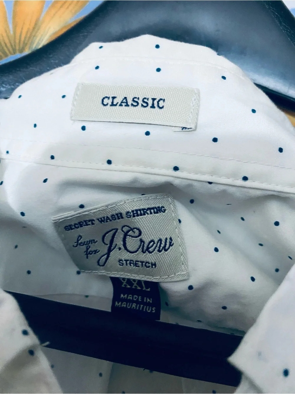J. Crew Navy Wave-Print Button-Down & White Micro Dot Shirt